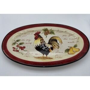 Fruity Rooster OvalPlate Multi Color 11.25" X  7" Vintage Early 2000's EUC